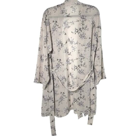 Vintage Calvin Klein Womens Floral Sheer Sleepwear Knee Length Robe Belted S/M - Picture 2 of 8